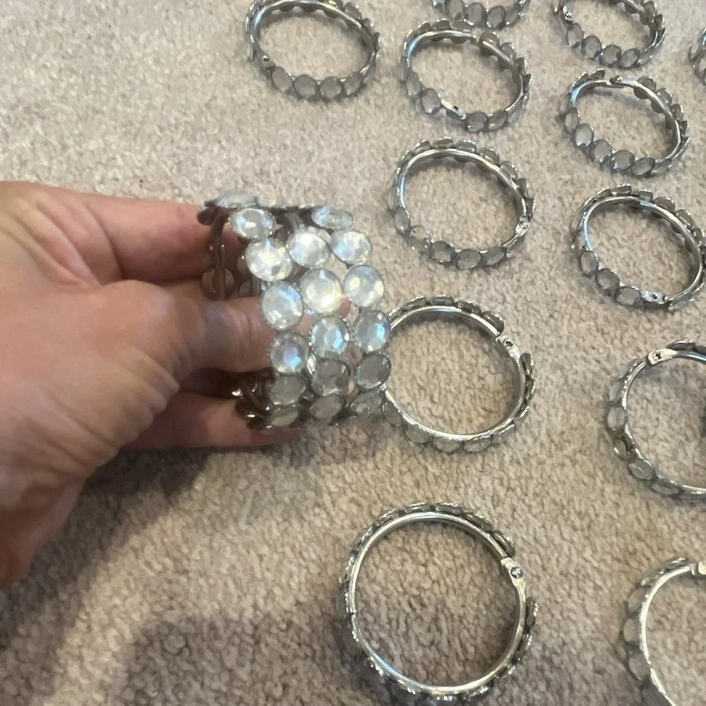 Silver Tone Rhinestone Metal Napkin Holders - 23 of them /Super classy